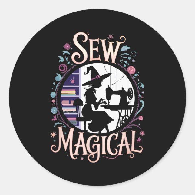 Sticker Rond Sew Magical Funny Halloween Sewing  (Devant)