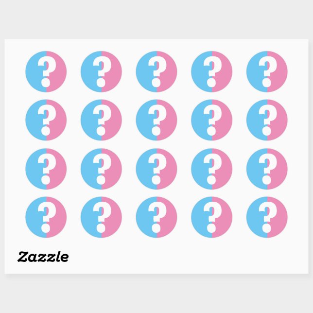 Sticker Rond Sexe révéler garçon fille baby shower point d'inte (Feuille)