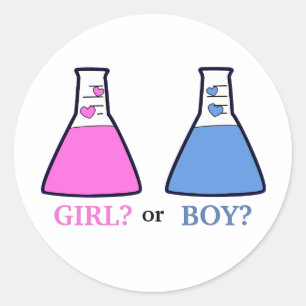 Sticker Rond Sexe Révéler la science Bécher avec les Coeurs Béb