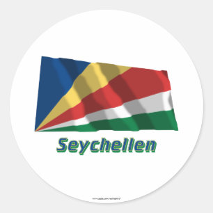 Sticker Rond Seychelles Fliegende Flagge mit Namen