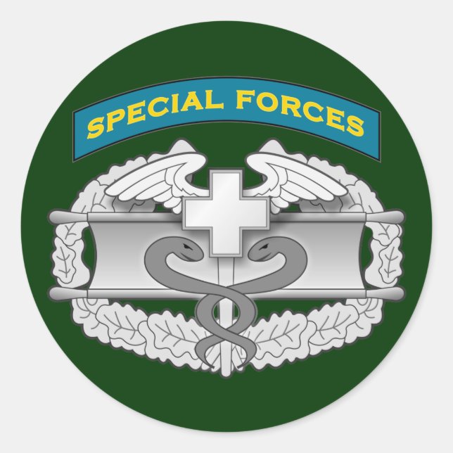 Sticker Rond SF Q-tab et badge de la Médic de combat (Devant)