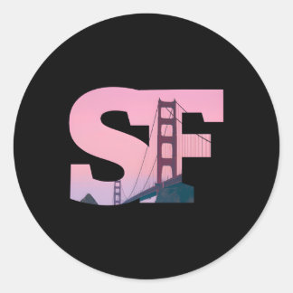 Sticker Rond Sf San Francisco City Skyline Du Centre-Ville Sf C