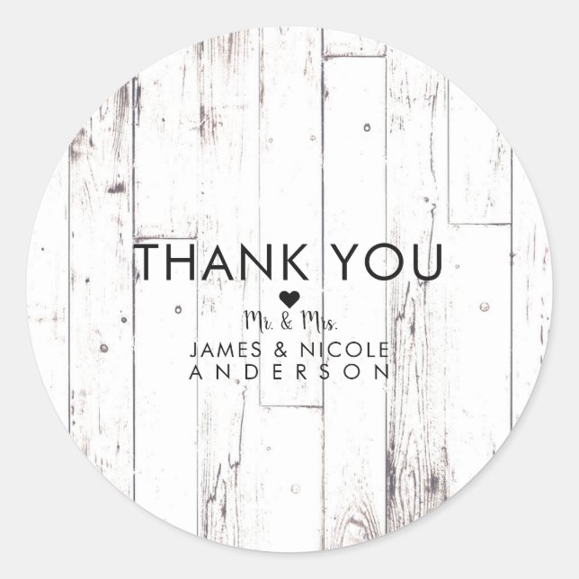 Sticker Rond Shabby Chic Bois Blanc Rustique Agritourisme Grang (Devant)