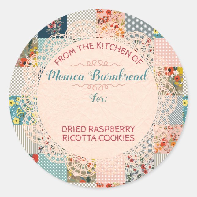 Sticker Rond Shabby chic courtepointe de la cuisine de la nourr (Devant)
