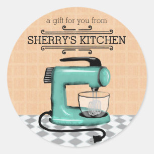 Sticker Rond Shabby chic retro stand mixer nourriture boulanger