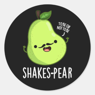 Sticker Rond Shakes pear Funny Pear Fruit Pun Dark BG