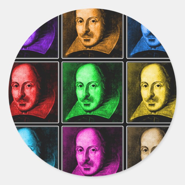 Sticker Rond Shakespeare Pop Art (Devant)