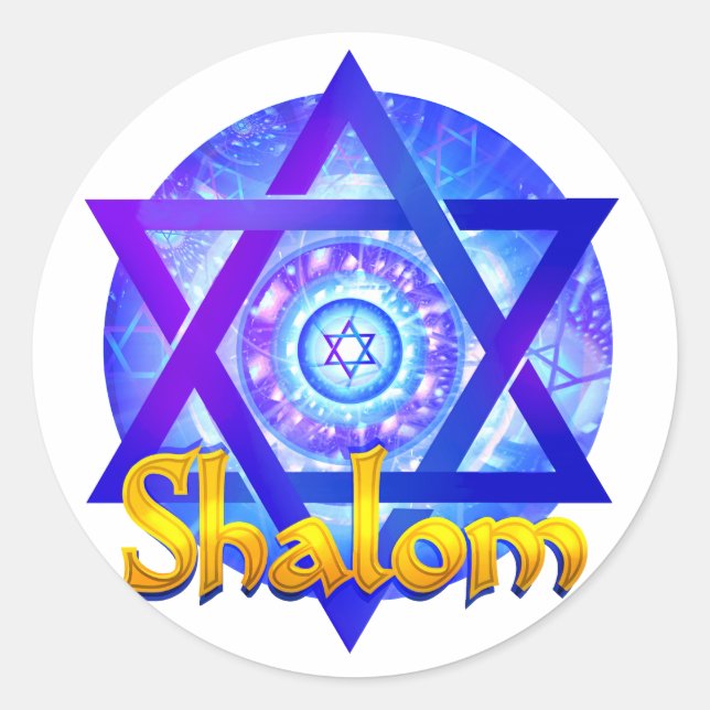 Sticker Rond SHALOM avec l'étoile de David Medallion (Devant)