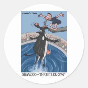 Sticker Rond Shamooo Drôle Vache Cadeaux et Objets de collectio