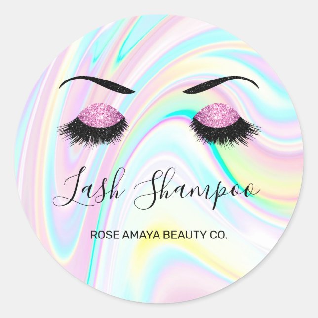 Sticker Rond Shampooing Lash Purple Parties scintillant Eyes Pa (Devant)