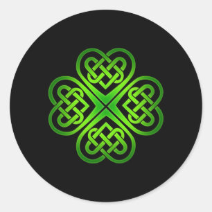 Sticker Rond Shamrock Celtic Knot Irish C Jour de la Saint Patr