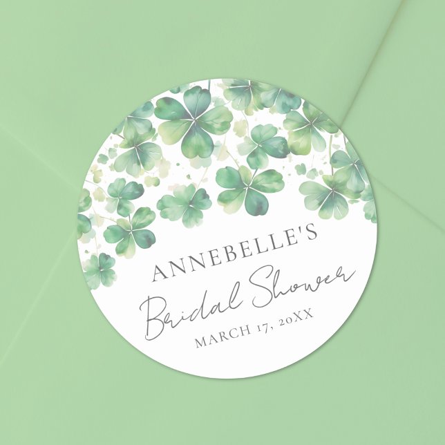 Sticker Rond Shamrock Clover Lucky In Love Fête des mariées (Shamrock Clover Lucky In Love Bridal Shower Classic Round Sticker)