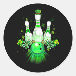Sticker Rond Shamrock de Bowling Leprechaun Jour de la Saint Pa