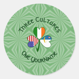 Sticker Rond Shamrock de drapeaux irlandais américains