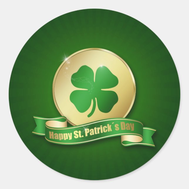 Sticker Rond Shamrock de la pièce de la Saint-Patrick (Devant)