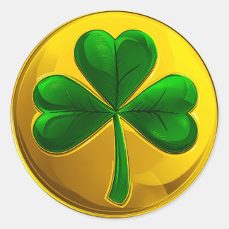 Sticker Rond Shamrock de la pièce d'or St. Patrick's Day