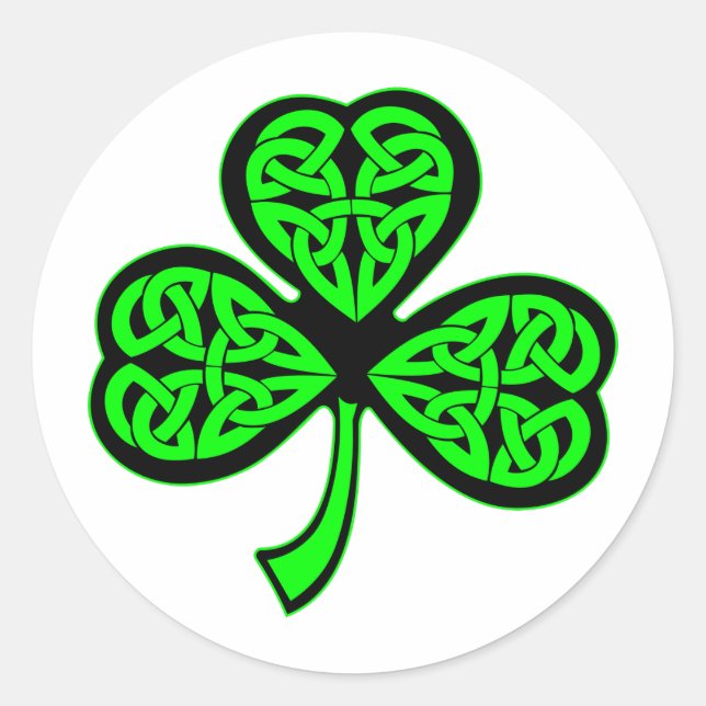 Sticker Rond shamrock de trèfle celte à 3 feuilles (Devant)