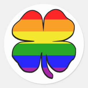 Sticker Rond Shamrock drapeau arc-en-ciel