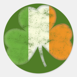 Sticker Rond Shamrock du drapeau irlandais