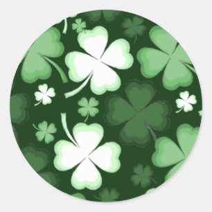 Sticker Rond Shamrock, Four Leaf Clover, St. Patrick's Day