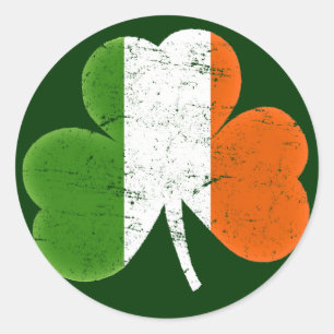 Sticker Rond Shamrock irlandais de classique de drapeau de