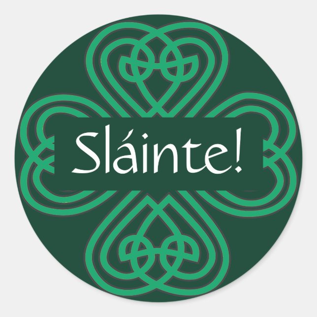 Sticker Rond Shamrock irlandais de Sláinte Green Celtic Lucky C (Devant)