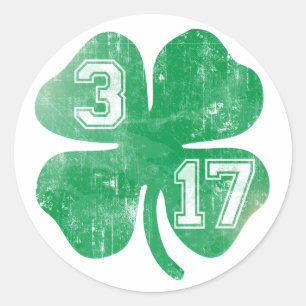Sticker Rond Shamrock irlandais du jour 3/17 de St Patricks