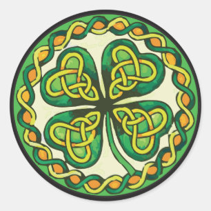 Sticker Rond Shamrock irlandais en noeuds celtiques