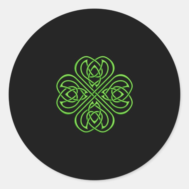 Sticker Rond Shamrock irlandais - Green Celtic Knotwork (Devant)
