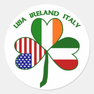 Sticker Rond Shamrock Italie USA Irlande