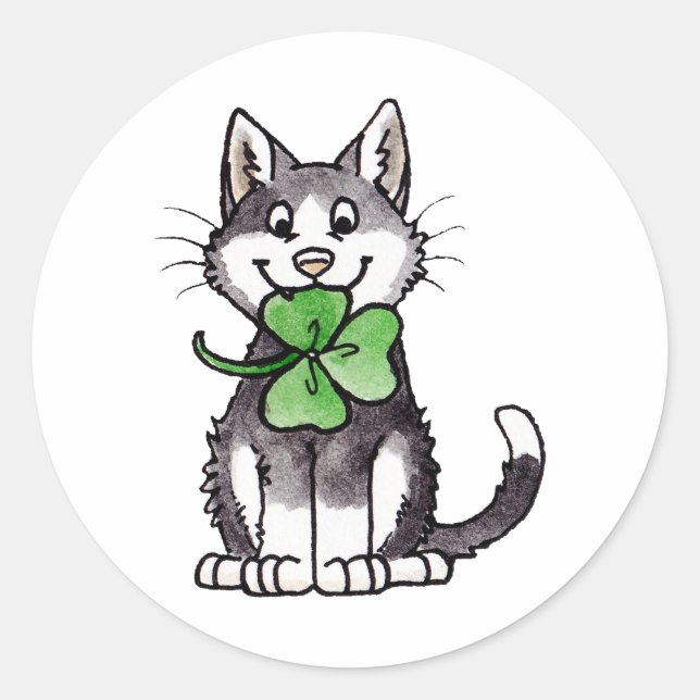 Sticker Rond Shamrock Kitty (Devant)