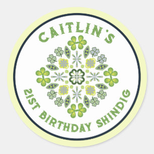 Sticker Rond Shamrock Mandala fête du 21ème anniversaire