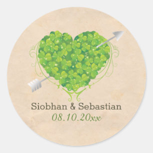 Sticker Rond Shamrock Mariage irlandais Heart