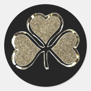 Sticker Rond Shamrock noir et or Clover Irlande chic