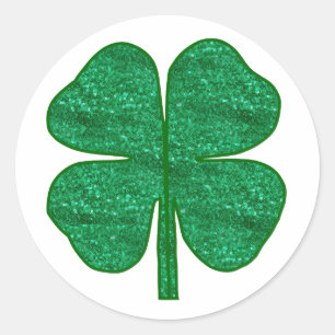 Sticker Rond shamrock parties scintillant