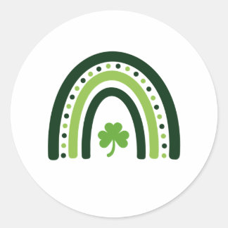Sticker Rond Shamrock vert Boho Rainbow St. Patrick's Day
