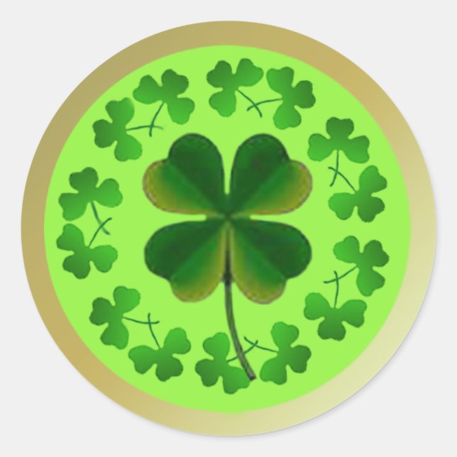 Sticker Rond Shamrocks chanceux pour la Saint Patrick (Devant)