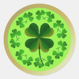 Sticker Rond Shamrocks chanceux pour la Saint Patrick