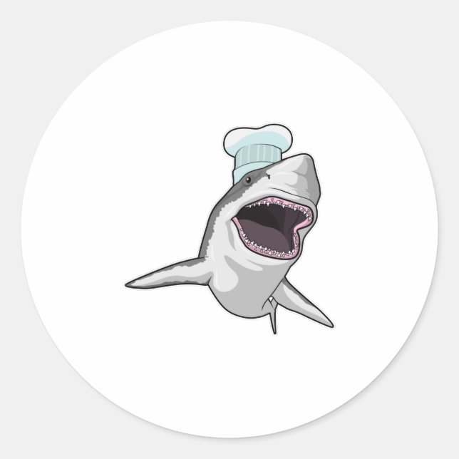 Sticker Rond Shark as Cook (Devant)