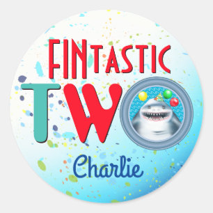 Sticker Rond Shark Fintastic deuxième anniversaire