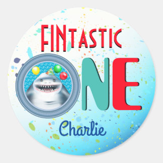 Sticker Rond Shark Fintastic premier anniversaire