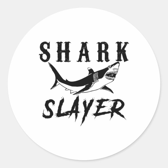 Sticker Rond Shark Slayer Shark Fishing And Salt Water Anglers  (Devant)