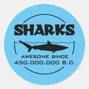 Sticker Rond Sharks Awesome Depuis 450.000.000 B.C.