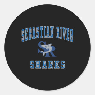 Sticker Rond Sharks de l'école secondaire de Sebastian River C1