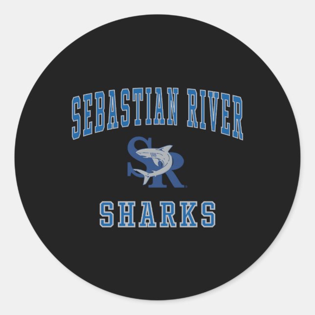Sticker Rond Sharks de l'école secondaire de Sebastian River C1 (Devant)