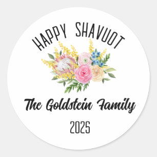 Sticker Rond Shavuot Juive Fête Nom de famille personnalisé