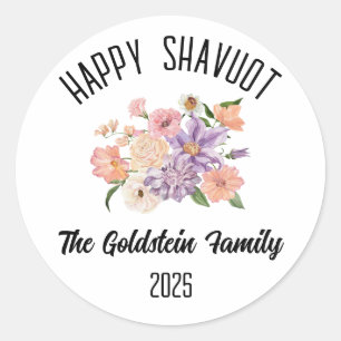 Sticker Rond Shavuot Juive Fête Nom de famille personnalisé