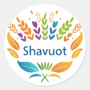 Sticker Rond Shavuot - Symbole Shavuot avec blé coloré