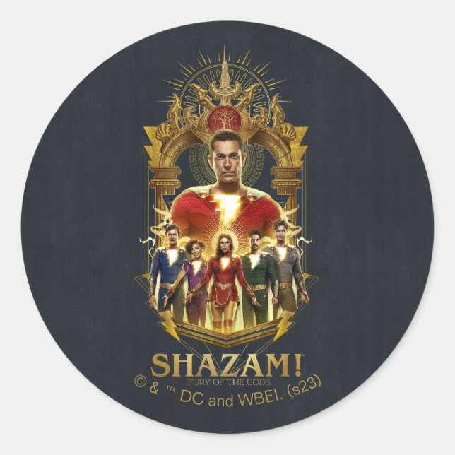 Sticker Rond SHAZAM ! Furie des dieux | Cadre SHAZAMily (Devant)