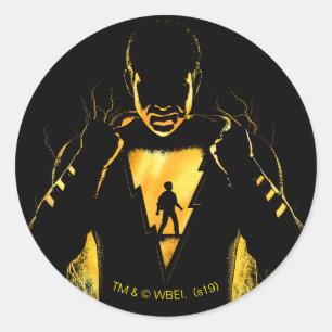 Sticker Rond SHAZAM !   Shazam et Billy Lightning Silhouette